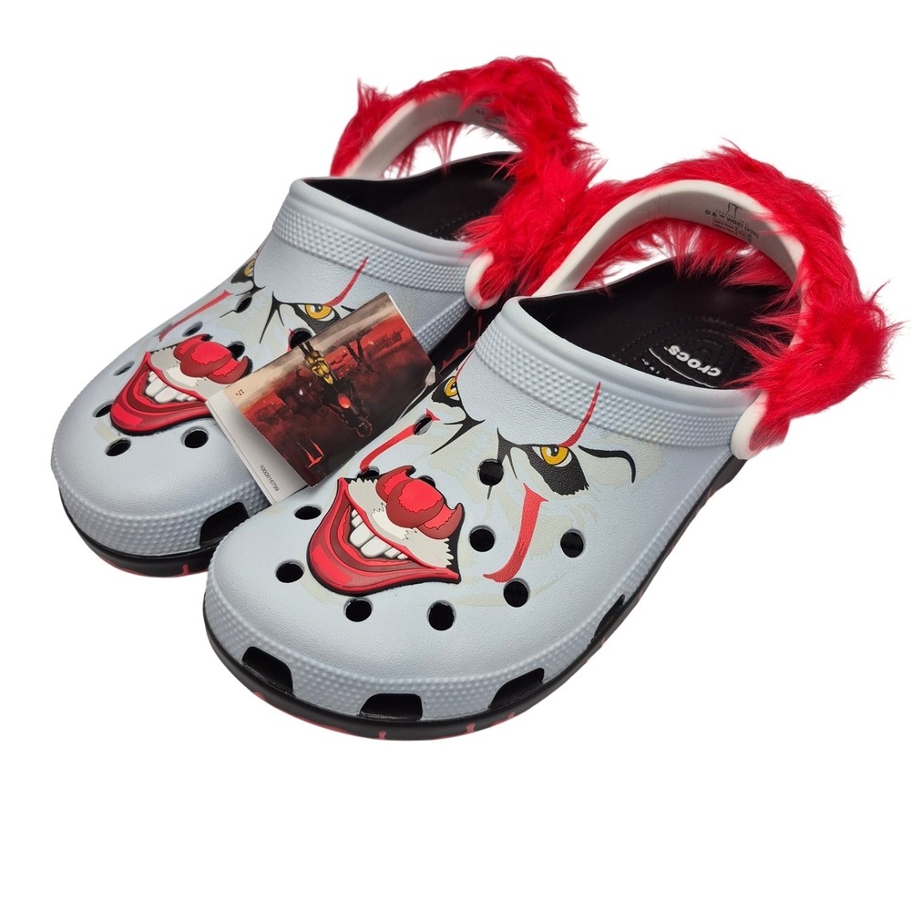 Crocs IT Pennywise Face Halloween Classic Clogs Men's Size 12 Shoes Casual
